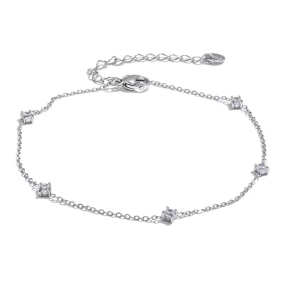 Stainless Steel Cubic Zirconia Necklace Anklet Bracelet Rust Proof Attractive Classic Bling Chic Thin Chain Jewelry
