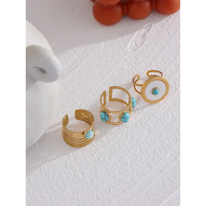 Stainless Steel Fashion Summer Open Adjustbale Ring for Women Cheap Trendy Charm Stone Ring Jewelry Accessories