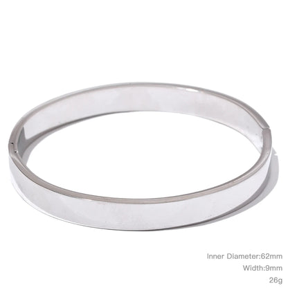 High Quality Stainless Steel Round Wide Bracelet Bangle Fashion Texture Gold Silver Color Waterproof Charm Jewelry Gift