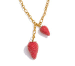 Waterproof Sweet Red Lovey Strawberry Charms Pendant Necklace for Women Stainless Steel New Arrivals Trend Jewelry 2025