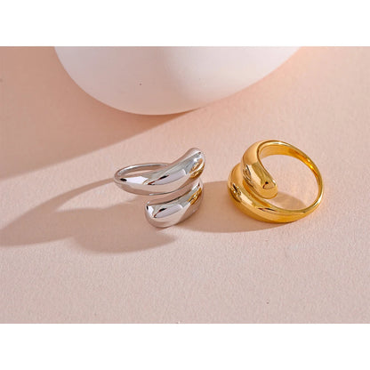 Chic Unique Stainless Steel Unusual Ring Water Resistant 18K PVD Plated Simple Sleek Metal Fashion Jewelry Bijoux Gift