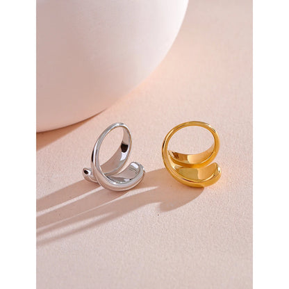 Chic Unique Stainless Steel Unusual Ring Water Resistant 18K PVD Plated Simple Sleek Metal Fashion Jewelry Bijoux Gift