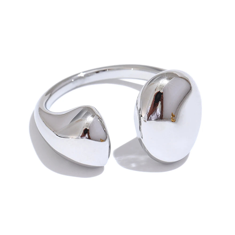 Stainless Steel High Quality Minimalist Daily Smooth Fashion Open Adjustable Ring Waterproof Electroplated Cast Jewelry