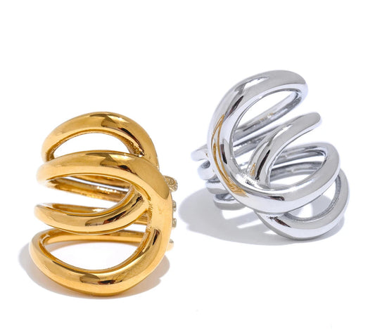 6789# Stylish Unique Design Stainless Steel Metal Geometric Unusual Ring Statement Daily Exquisite Jewelry Gift