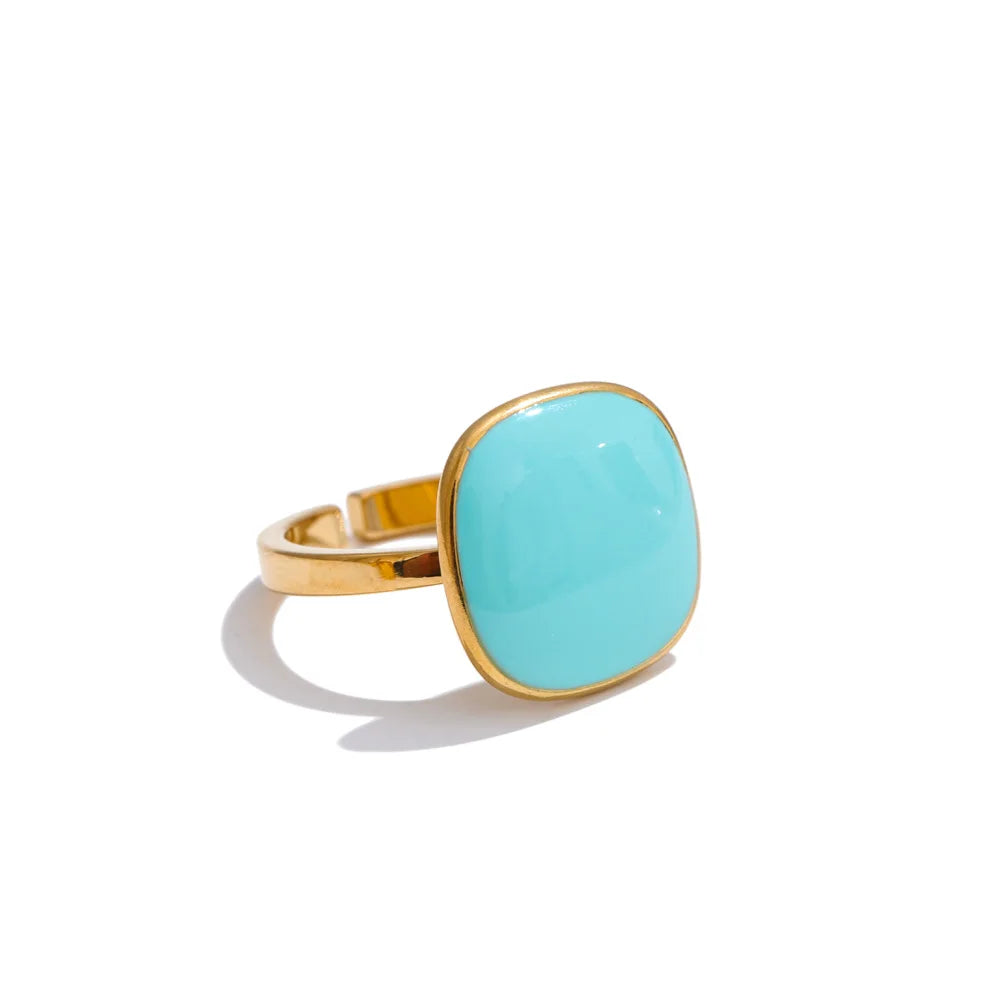 Arrivals Candy Sweet Square Adjustable Ring 18K Golden PVD Plated Stainless Steel Summer Popular Charm Jewelry Gift