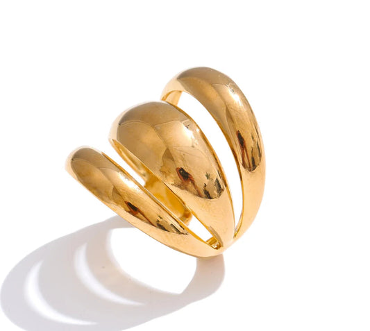 Arrivals Glossy Stainless Steel Layered Hollow Open Ring for Women Distinctive Geometric Attractive Jewelry