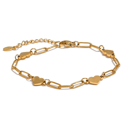 Fashion Stainless Steel Heart Handmade Chain Bracelet Bangle Waterproof Daily Charm Wrist Jewelry Bijoux Femme