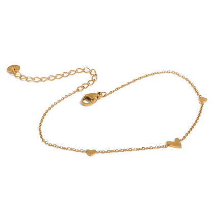 Rust Proof Stainless Steel Heart Chain Anklet Gold Silver Color 18K PVD Plated Summer Fashion Jewelry for Women