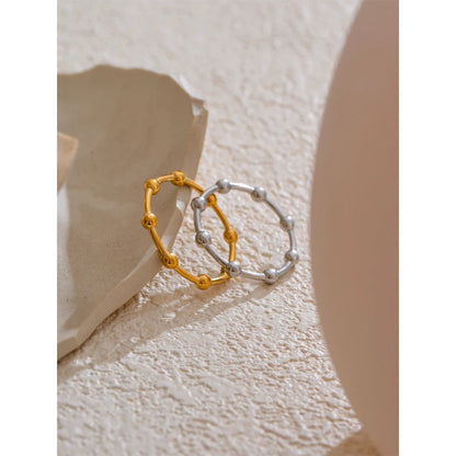 6789# Minimalist 18K PVD Plated Beads Geometric Thin Ring Stainless Steel Gold Silver Color Charm Fashion Finger Jewelry