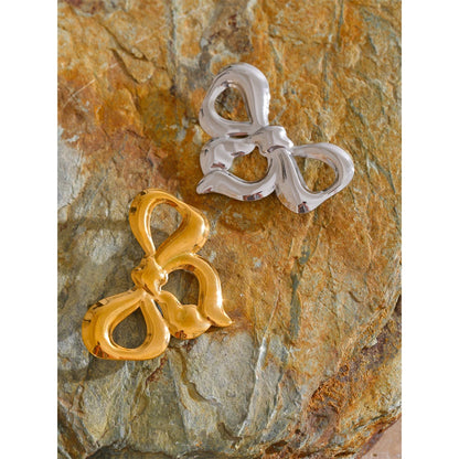 Stainless Steel Christmas Bow Knot Brooches Rust Proof Charm Unisex Jewelry for Women Men Wholesale Gift