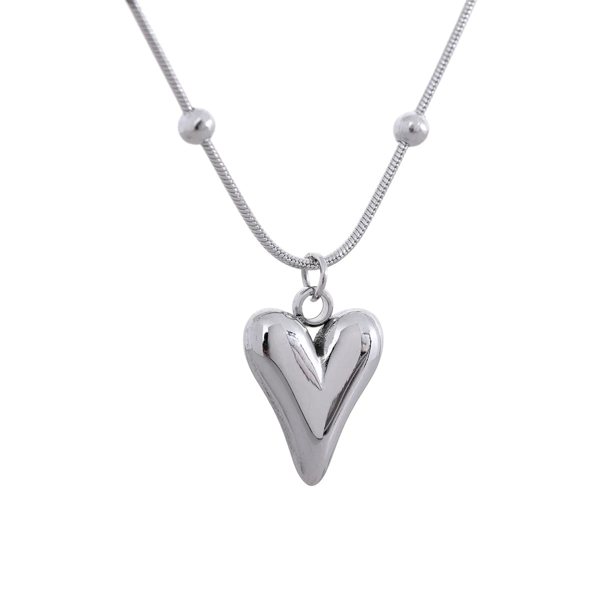 Temperament Heart Pendant Chain Necklace for Women Stainless Steel Stylish Choker 18 K Jewelry Waterproof Party Gift