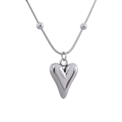 Temperament Heart Pendant Chain Necklace for Women Stainless Steel Stylish Choker 18 K Jewelry Waterproof Party Gift