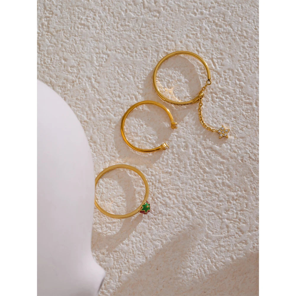 Delicate Stainless Steel Strawberry Geometric Adjustable Open Thin Ring Trendy Fashion Jewelry Water Resistant