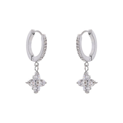 Delicate Cubic Zirconia Heart Water Drop Flower Drop Hoop Earrings Stainless Steel Premium Daily Jewelry 2025