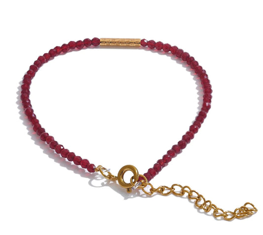 Ancora Ankela Red Crystal Thin Bracelet Popular Fashion Exquisite Bracelet Stainless Steel Beads Handmade Jewelry