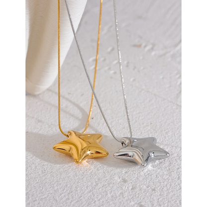 316l Stainless Steel Star Pendant Necklace Waterproof 18K PVD Plated Metal Fashion Jewelry Attractive Women Accessories