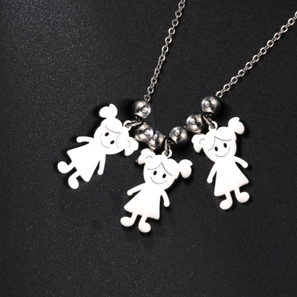 Personalized Boy Girl Necklace Custom Chain Name Mother Father Day Kid Family Gift For Women Men Stainless Steel Pendant Jewelry