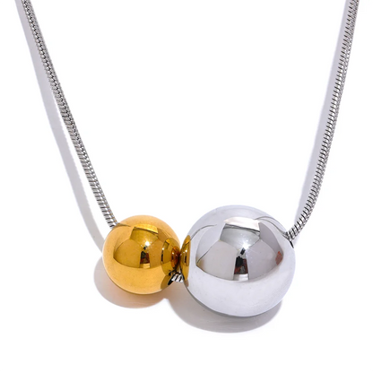 Stainless Steel Round Ball Beads Pendant Necklace Fashion Waterproof Metal Daily Gold Color Trendy Jewelry for Women Gift