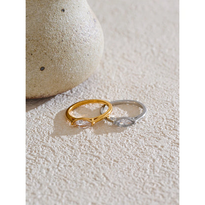 6789# Wholesale Stainless Steel Shiny Cubic Zirconia Casting Ring for Women 18K PVD Plated Hypoallergenic Jewelry Gift