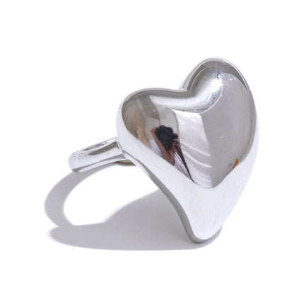 6789# PVD Plated Handmade Polished Smooth Fashion Classic Heart High Quality Finger Ring Gift for Women Exquisite Jewelry