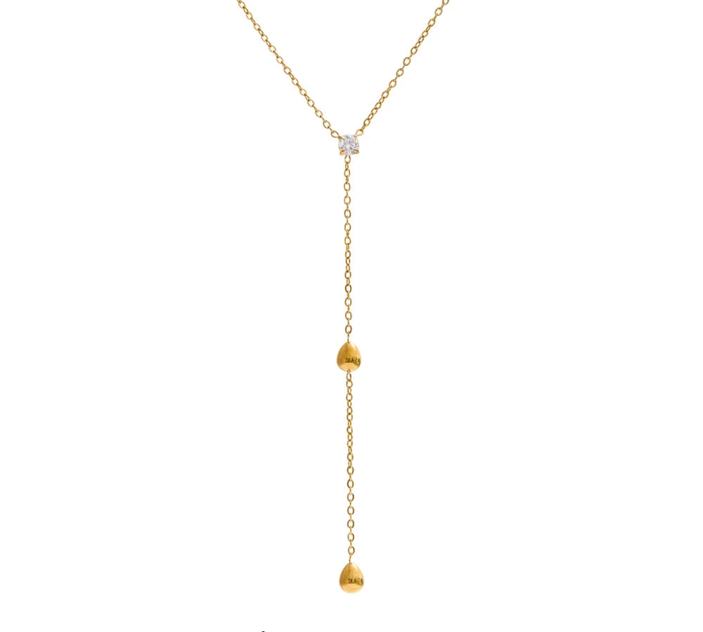 Summer Stainless Steel Heart Love Y Chain Long Thin Sexy Necklace Tarnish Resistant Metal Popular Chic Jewelry 2025