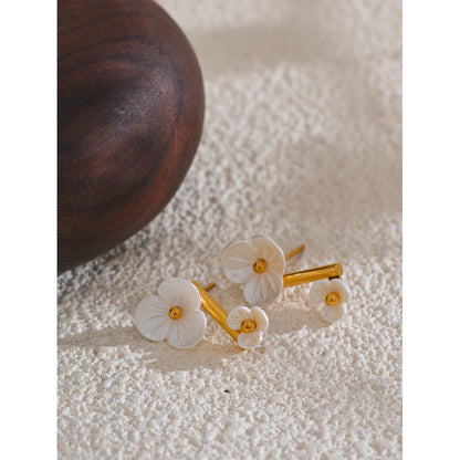 Waterproof Fairy Flower Rotating Romantic Stud Earrings Exclusive Stainless Steel Sweet Match with Dress Chic Jewelry