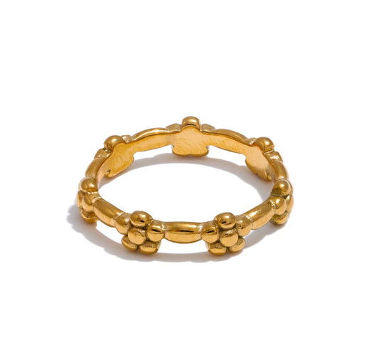 Waterproof Stainless Steel Metal Flower Thin Ring Tarnish Resistant Simple Chic Finger Jewelry Accessories for Women