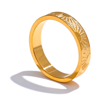 Minimalist Stainless Steel Sun Round Finger Ring Individualistic Chic Water Resistant Jewelry Accessories