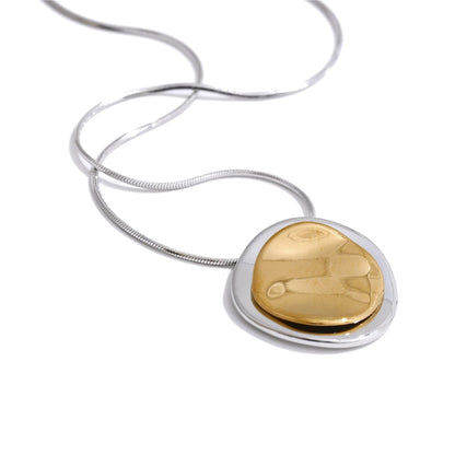 Double Round Pendant Fashion Necklace Water Resistant Metal Stainless Steel Daily Waterproof Jewelry Recommend