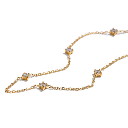 Stainless Steel Cubic Zirconia Necklace Anklet Bracelet Rust Proof Attractive Classic Bling Chic Thin Chain Jewelry