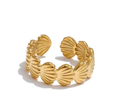 Ocean Style Adjustable Metal Shell Open Ring High Quality Plated for Women 316L Stainless Steel Summer Trendy Jewelry Gift
