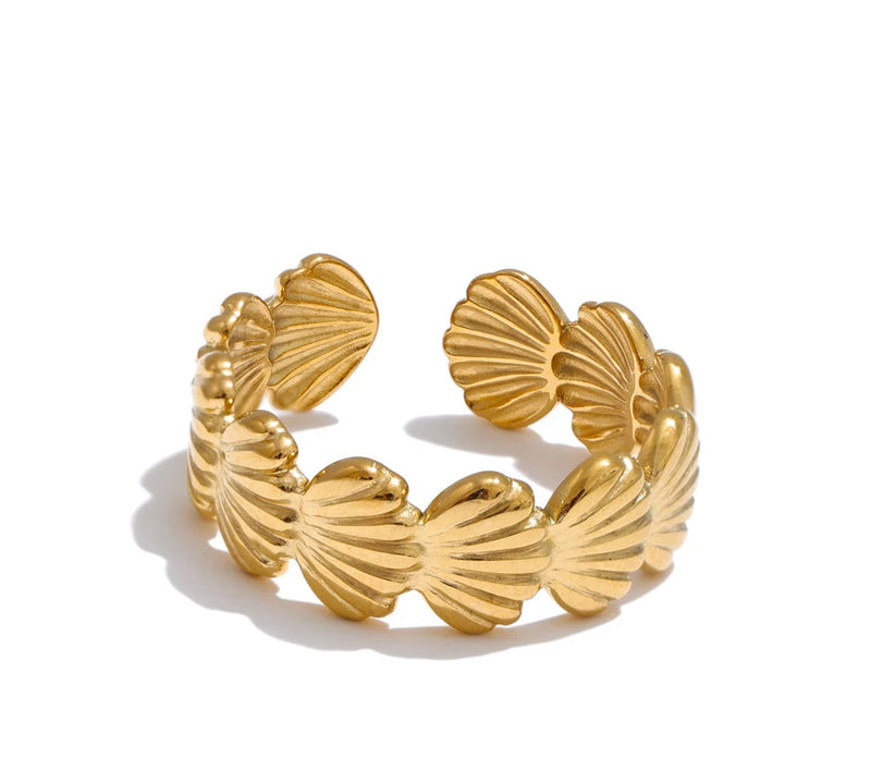 Ocean Style Adjustable Metal Shell Open Ring High Quality Plated for Women 316L Stainless Steel Summer Trendy Jewelry Gift
