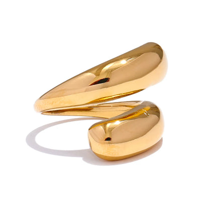 Chic Unique Stainless Steel Unusual Ring Water Resistant 18K PVD Plated Simple Sleek Metal Fashion Jewelry Bijoux Gift