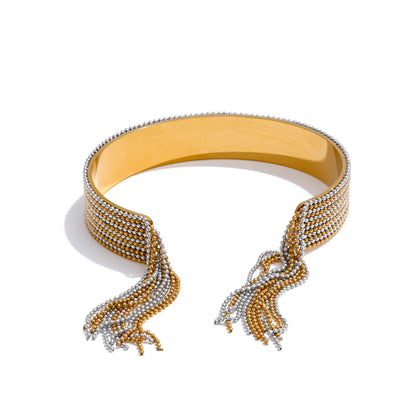 Hot Style Stainless Steel Chain Tassel Cuff  Bracelet Bangle 18K Gold Color Plated Personality Fashion Charm Jewelry