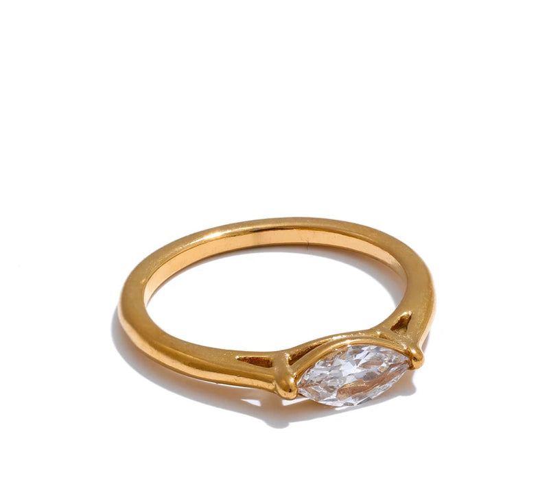 6789# Wholesale Stainless Steel Shiny Cubic Zirconia Casting Ring for Women 18K PVD Plated Hypoallergenic Jewelry Gift