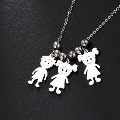 Personalized Boy Girl Necklace Custom Chain Name Mother Father Day Kid Family Gift For Women Men Stainless Steel Pendant Jewelry