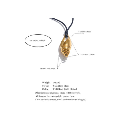Summer Stainless Steel Metal Conch Shell Leather Pendant Necklace for Women Statement Daily Gold Color Charm Jewelry