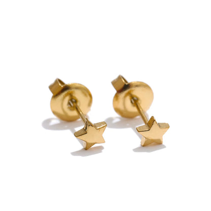 Mini Very Small Chic Heart Star Flower Round Daily Stacked-up Earrings Women Stainless Steel Versatile Waterproof Jewelry