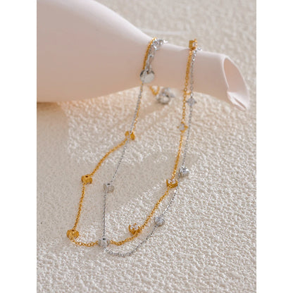 Stainless Steel Cubic Zirconia Necklace Anklet Bracelet Rust Proof Attractive Classic Bling Chic Thin Chain Jewelry