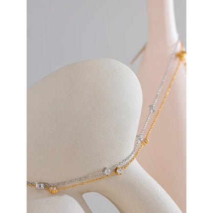 Stainless Steel Cubic Zirconia Necklace Anklet Bracelet Rust Proof Attractive Classic Bling Chic Thin Chain Jewelry