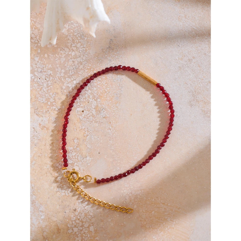 Ancora Ankela Red Crystal Thin Bracelet Popular Fashion Exquisite Bracelet Stainless Steel Beads Handmade Jewelry