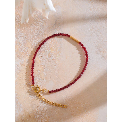 Ancora Ankela Red Crystal Thin Bracelet Popular Fashion Exquisite Bracelet Stainless Steel Beads Handmade Jewelry