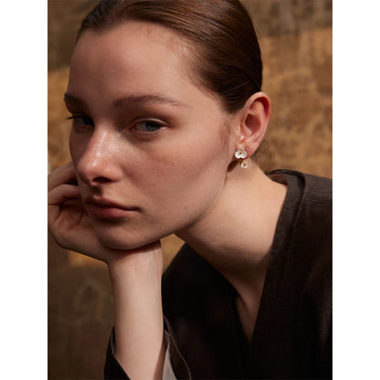 Waterproof Fairy Flower Rotating Romantic Stud Earrings Exclusive Stainless Steel Sweet Match with Dress Chic Jewelry