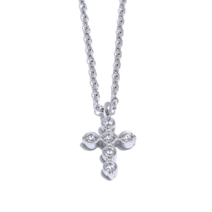 Fashion Chic Cross Shiny Pendant Necklace Cubic Zirconia Exquisite Casting Technology Gold Platinum Plated Jewelry Gift