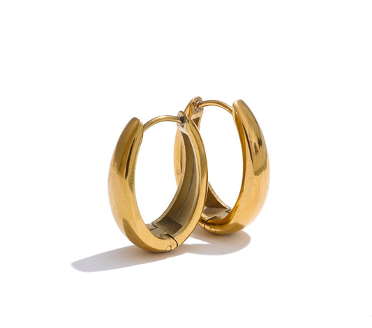 316L Stainless Steel Geometric U-Shape Hoop Earrings 18K Gold PVD Plated Popular Daily Classy Waterproof Jewelry Accessory