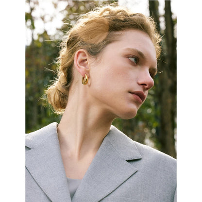 316L Stainless Steel Geometric U-Shape Hoop Earrings 18K Gold PVD Plated Popular Daily Classy Waterproof Jewelry Accessory