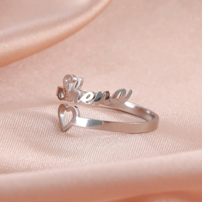 Custom Double First Name Finger Ring For Women Men Personalized Rings Couple Family Gift Gold Color Stainless Steel Jewelry