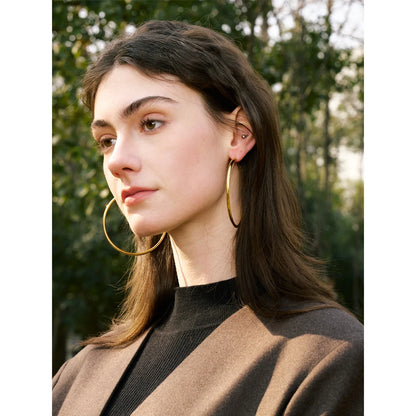 Minimalist C-Shape Round Daily Hoop Earrings Stainless Steel Versatile Popular PVD Waterproof Jewelry