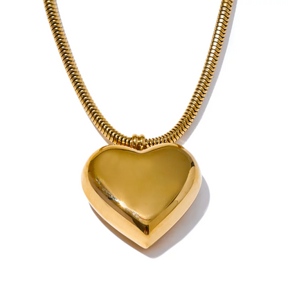 Thicker Stainless Steel Heart Hollow Love Smooth Pendant Necklace Gold Platinum Color High Quality Neck Jewelry Women Gift