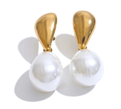 Popular Arrival Simulated Pearls Geometric Drop Elegant Earrings Stylish Stainless Steel Versatile Daily Jewelry Gift